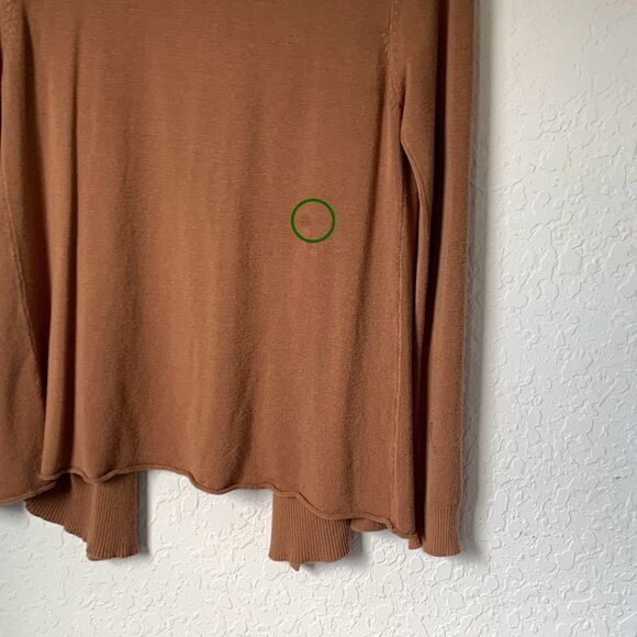 Bay Studio Cardigan Sweater Women M Petite Tan Brown Open Front Office Career - Picture 4 of 6